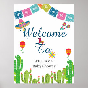Colorful Mexican Fiesta Cactus Baby Shower Poster