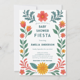Colorful Mexican Fiesta Folk Art Baby Shower Invitation