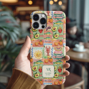 Colorful Mexican Patchwork Print Monogram iPhone 15 Pro Max Case