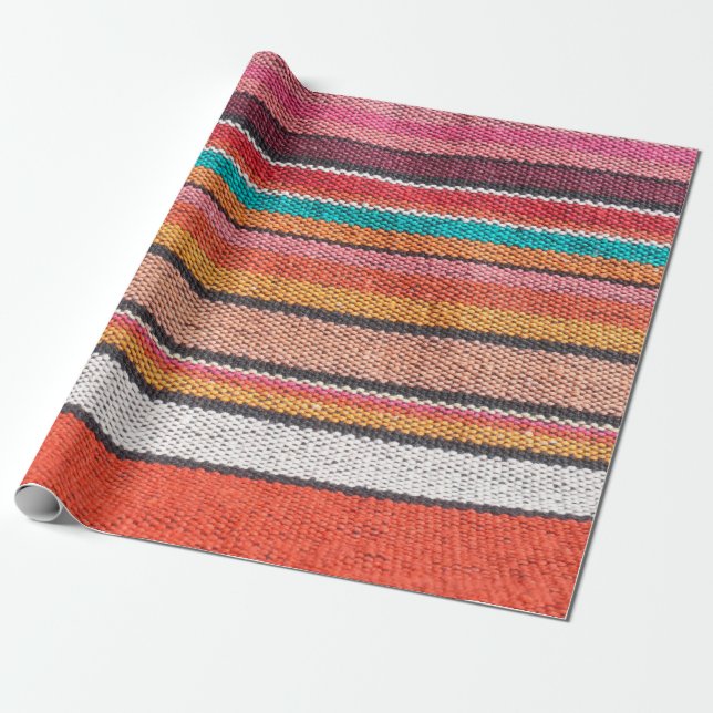 Colorful mexican, peruvian style rug surface close wrapping paper (Unrolled)