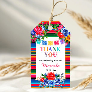 Colorful Mexican Serape & Floral Thank You Favor Gift Tags