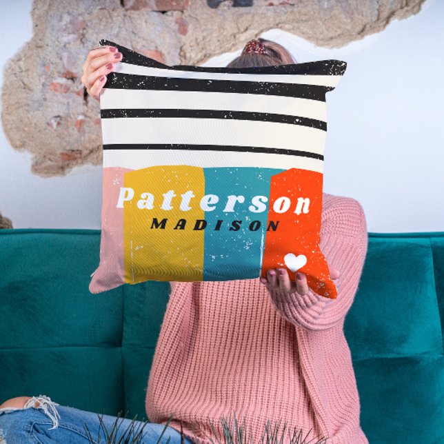 Colorful Mid Century Abstract Personalized Name Cushion (Creator Uploaded)