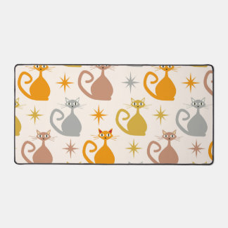 Colorful Mid Century Atomic Cats with Starbursts Desk Mat