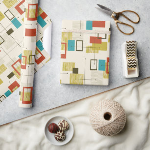 Colorful Mid-Century geometric pattern Wrapping Paper