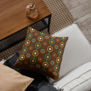 Colorful Mid-Century groovy geometric pattern Cushion