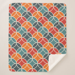 Colorful Mid-Century Modern Style Pattern Sherpa Blanket