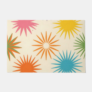 Colorful Mid Century Starburst Pattern Doormat