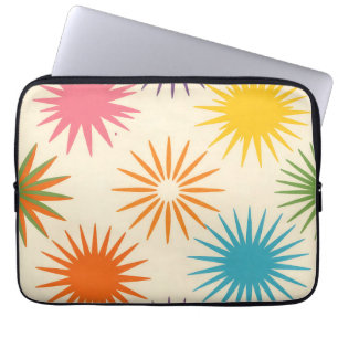 Colorful Mid Century Starburst Pattern Laptop Sleeve