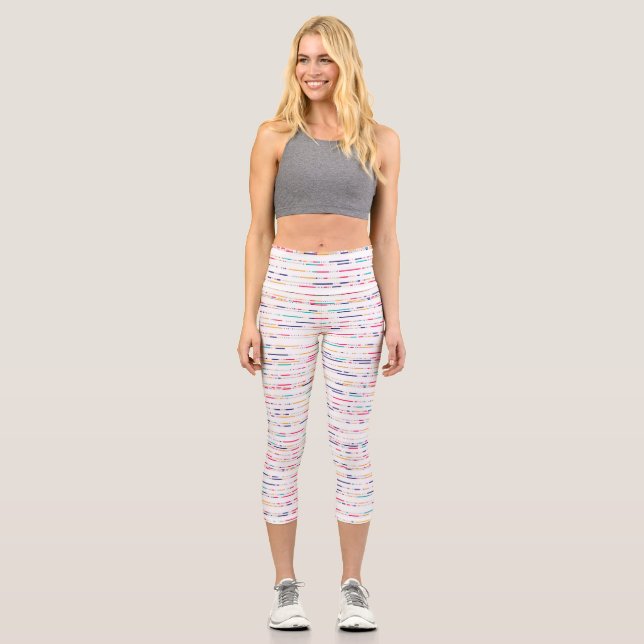 Colorful Minimal Line Pattern – Modern Seamless  Capri Leggings (Front)
