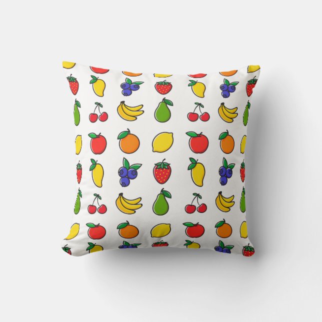 Colorful Mixed Fruit Pattern Cushion (Front)