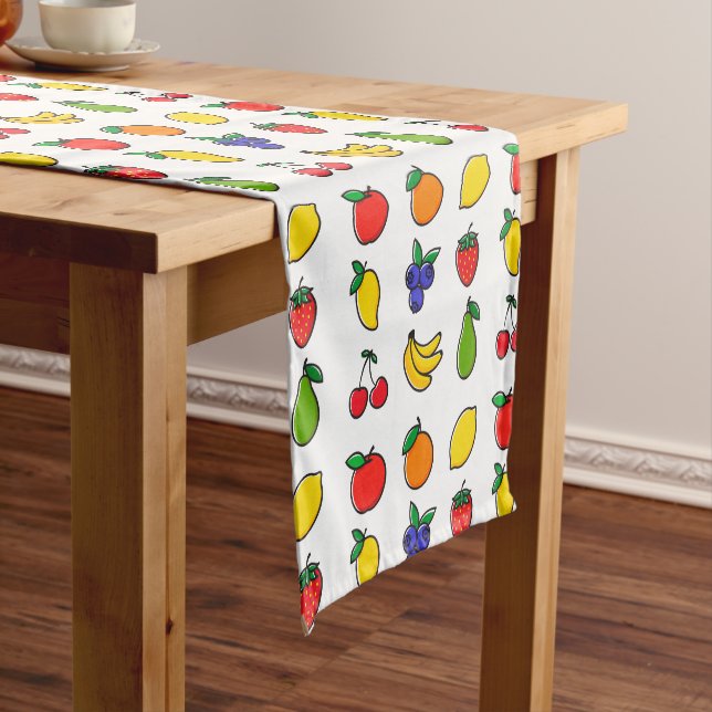 Colorful Mixed Fruit Pattern Short Table Runner (In Situ)
