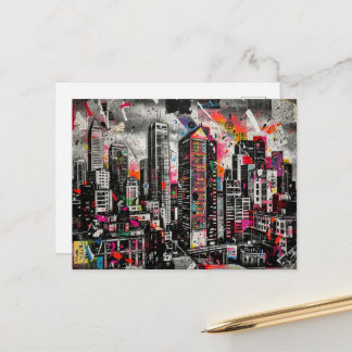 Colorful Mixed media Architecture Collage Postcard