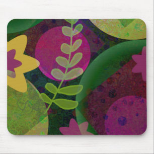 Colorful Modern Abstract Art Botanical Floral Mouse Pad