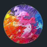 Colorful Modern Abstract Paint Dartboard<br><div class="desc">Colorful oil paint abstract in blue,  purple,  orange,  red and yellow dart board. A bright modern design. Contact Sandy at admin@giftsyoutreasure.com</div>
