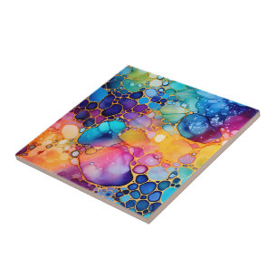 Colorful modern alcohol ink watercolors background tile
