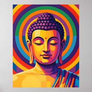 Colorful Modern Art | Meditating Buddha Portrait Poster