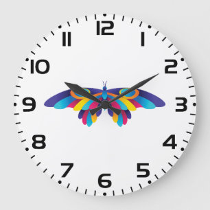 Colorful Modern Butterfly Vibrant Wings Large Clock
