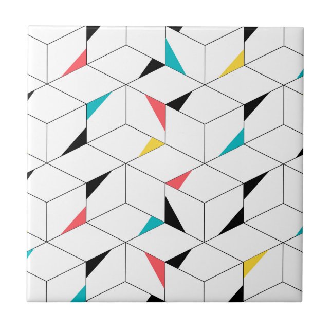 Colorful, modern, cheerful, trendy happy cubes tile (Front)