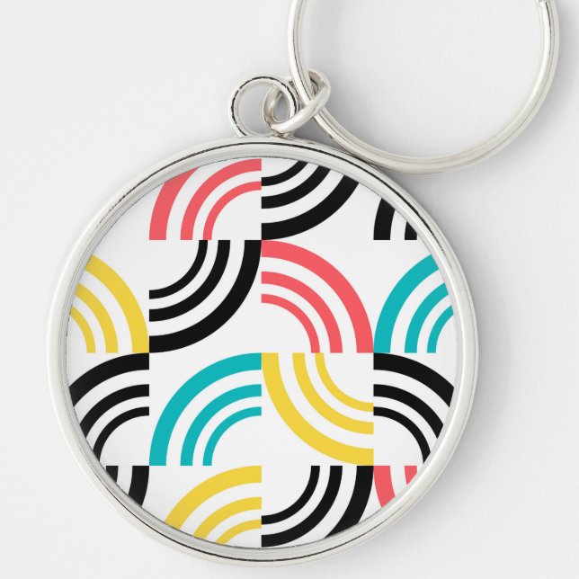 Colorful, modern, fun, cheerful geometric graphic key ring (Front)