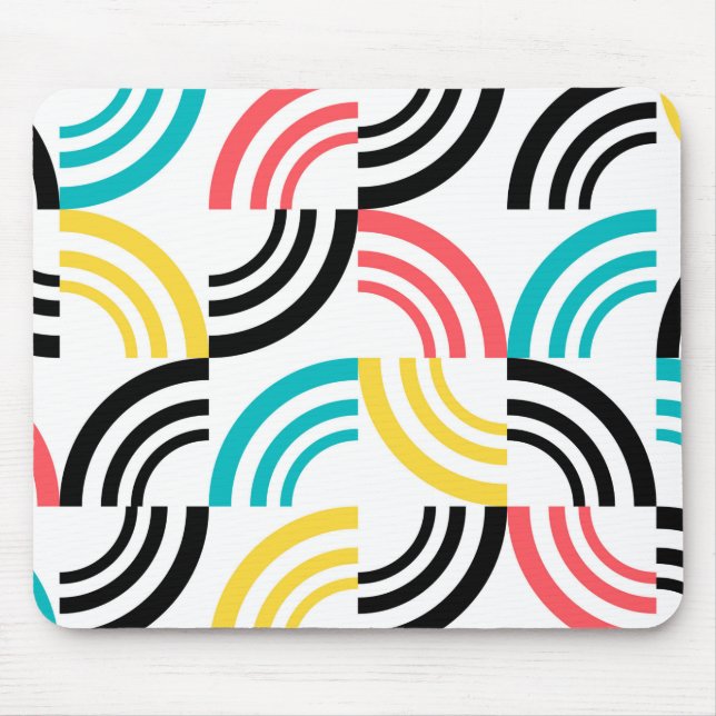 Colorful, modern, fun, cheerful geometric graphic mouse pad (Front)