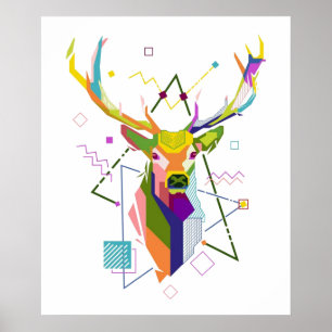 Colorful Modern Geometric Deer Poster