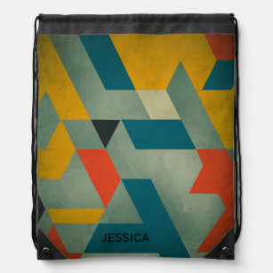 Colorful Modern Geometric Pattern 2 Drawstring Bag