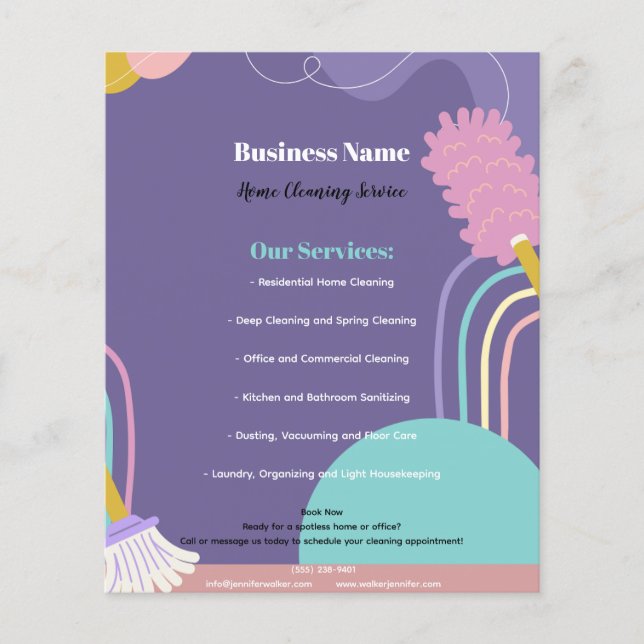 Colorful Modern Home Cleaning Service Flyer (Front)
