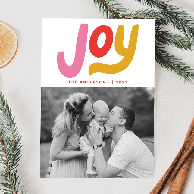 Colorful Modern Joy Photo Holiday Card (Creator Uploaded)