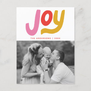 Colorful Modern Joy Photo Holiday Postcard