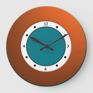 Colorful Modern Metallic Orange Frame on any Color Large Clock