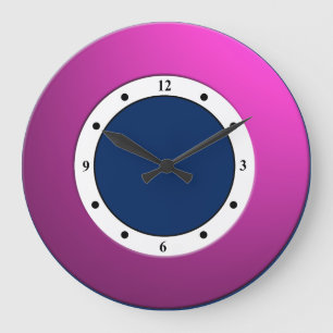 Colorful Modern Metallic Pink Frame on any Color Large Clock