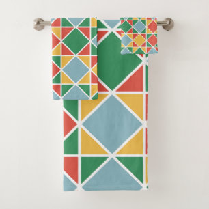 Colorful modern midcentury l Multi colors Green Bath Towel Set