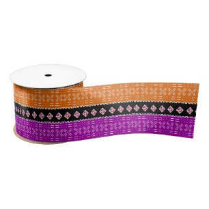 Colorful Modern Mud Cloth Design  Satin Ribbon