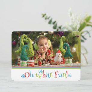 Colorful Modern Oh What Fun Holiday Card   2 Photo