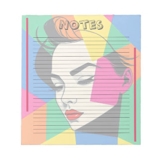 Colorful Modern Pop Art Woman Lined Notepad