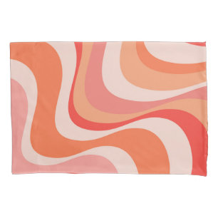 Colorful modern retro waves design pillowcase