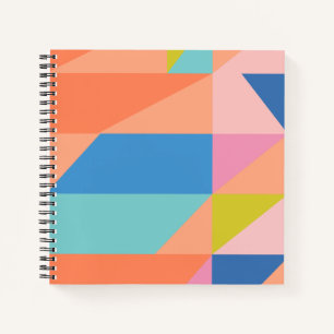 Colorful Modern Shapes in Bright Blue and Orange Notebook