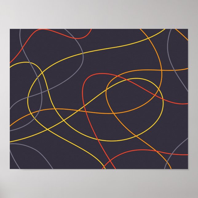 Colorful, modern, simple, trendy,curvy messy lines poster (Front)