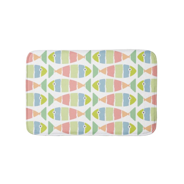 Colorful Modern Striped Fish Pattern Bath Mat (Front)
