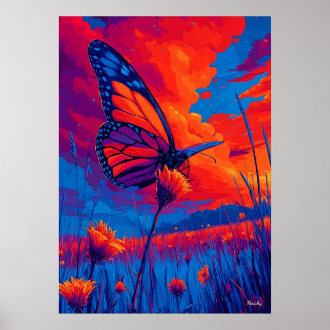 Colorful Monarch Butterfly Expressionist Wall Art (Front)