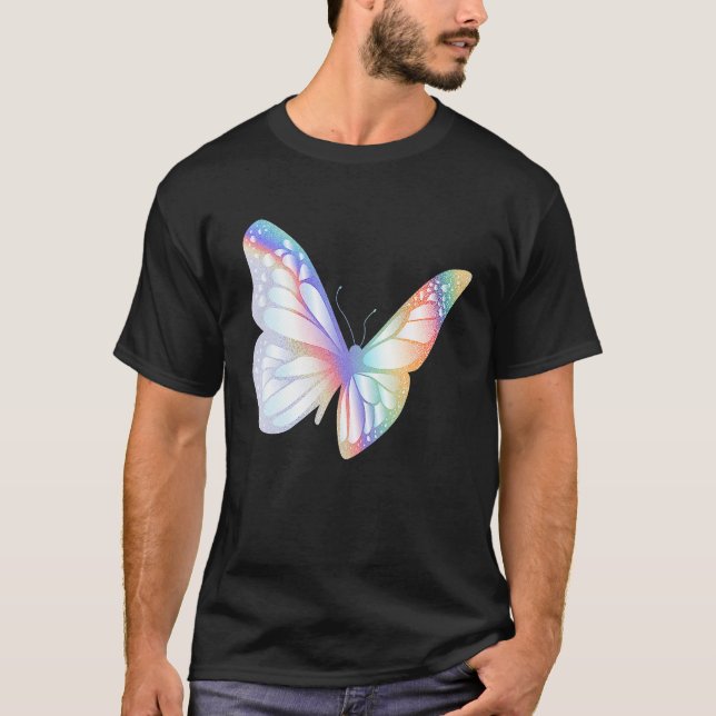 Colorful Monarch Butterfly Retro Techno Raves Danc T-Shirt (Front)