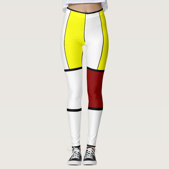Colorful Mondrian Styled Composition Leggings (Front)