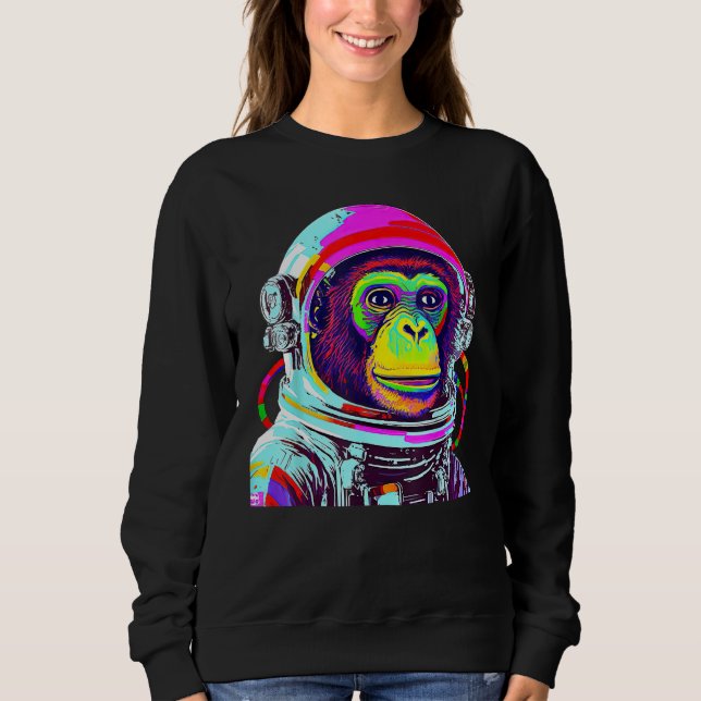 Colorful Monkey Astronaut  Space Explorer Sweatshirt (Front)