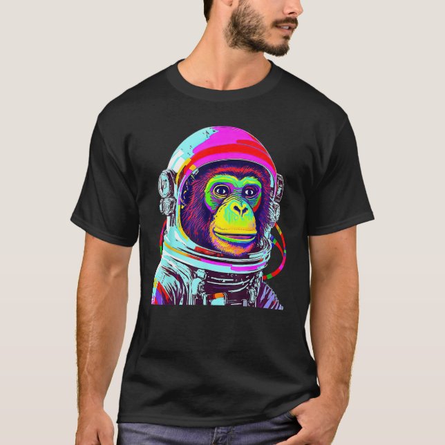 Colorful Monkey Astronaut  Space Explorer T-Shirt (Front)