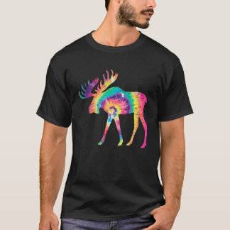 Colorful Moose Alaska Specie Wild Animal Hunting T-Shirt