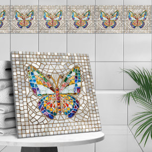 Colorful Mosaic Butterfly  Tile
