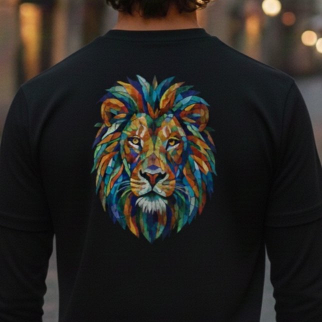 Colorful Mosaic Lion T-Shirt – King of Strength (Creator Uploaded)