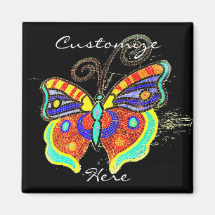 colorful mosaic mermaid black magnet