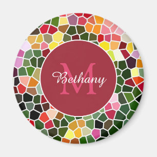 Colorful Mosaic Pattern Personalised Magnet