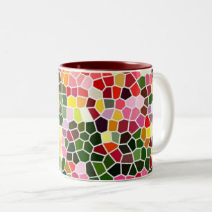 Colorful Mosaic Pattern Two-Tone Coffee Mug